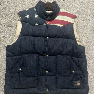 Denim & Supply Ralph Lauren Men’s Blue Down Quilted Denim Snap Vest Size XXL